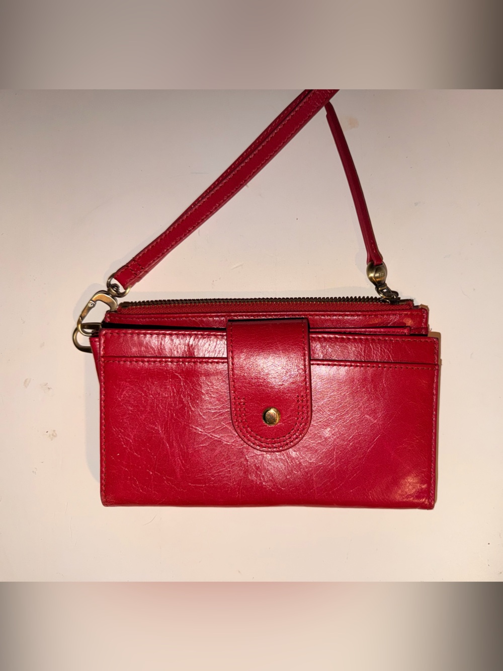 NWT- HOBO Red Leather Wristlet Clutch with Detachable Strap